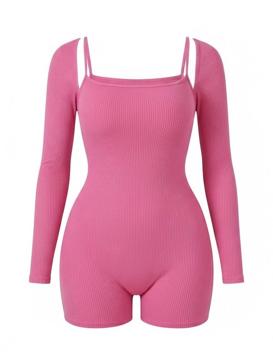 SHEIN Other - Pink Ribbed Women's Romper and Bolero